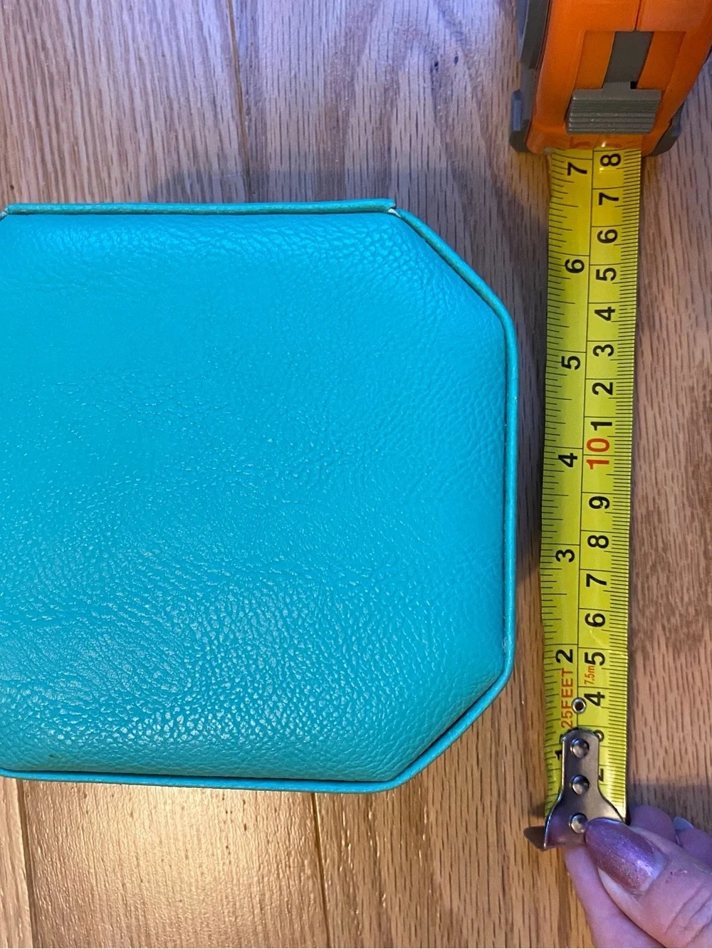 Turquoise Leatherette Jewelry Box with Silver Lock
